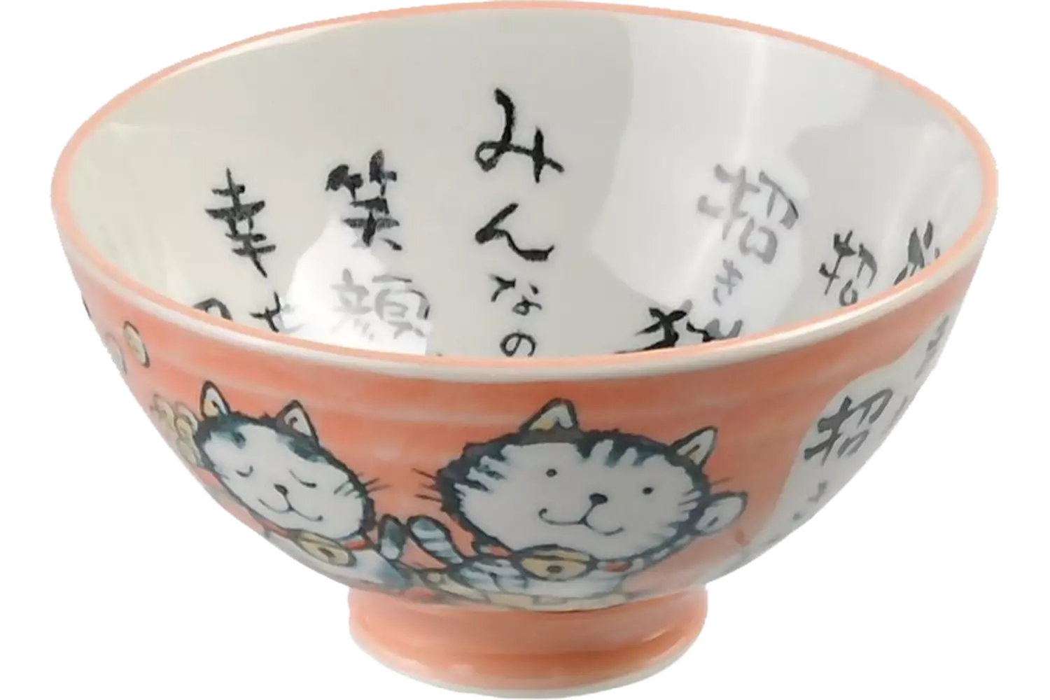 Tokyo Design Studio - Kawaii Bowl Lucky Cat Tayo Pink White 300ml