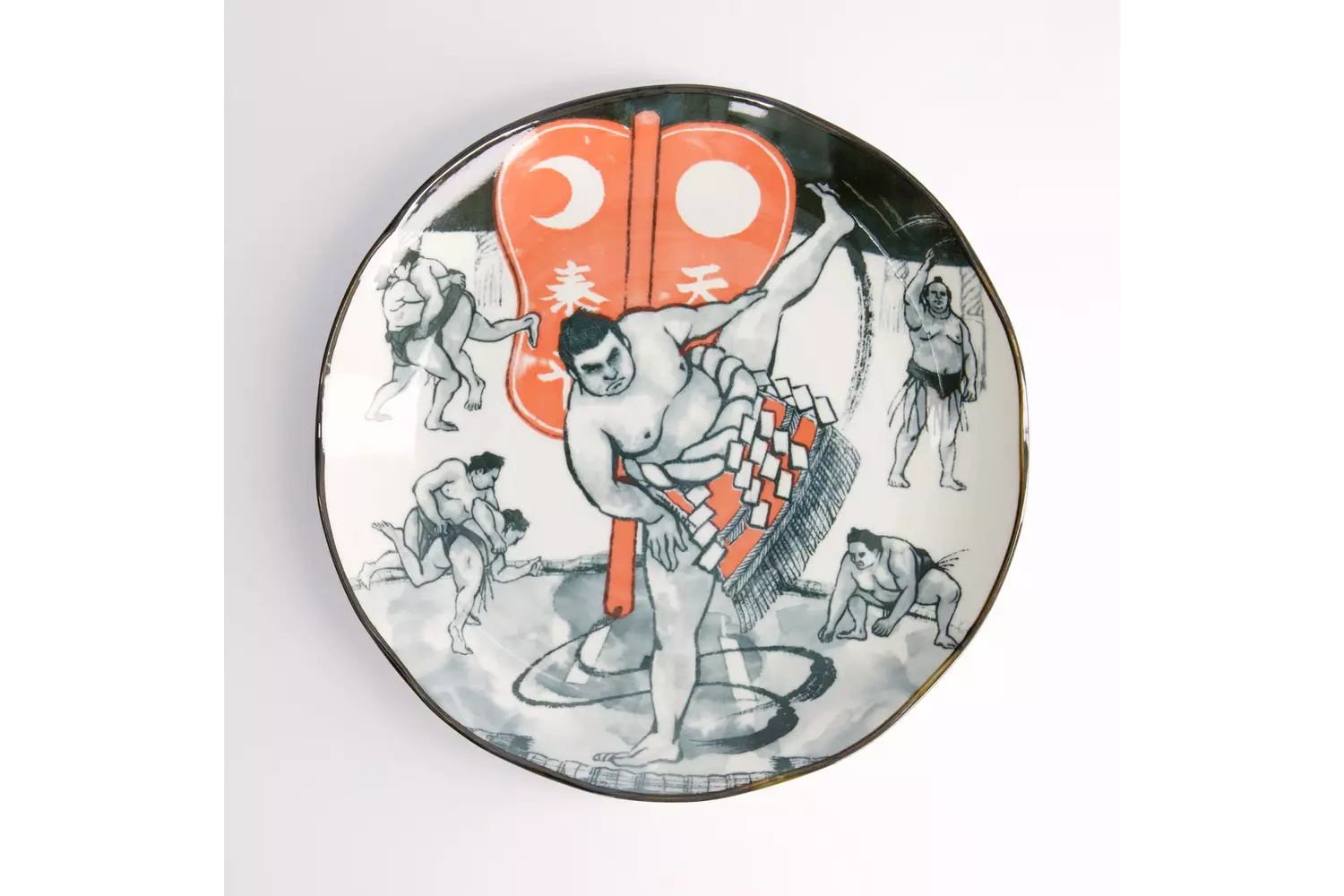Tokyo Design Studio - Asakusa Round Plate 25x3cm Sumo 4pcs