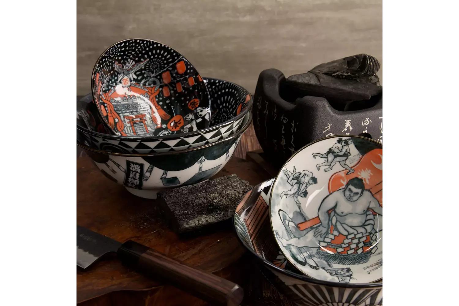 Tokyo Design Studio - Asakusa Round Plate 25x3cm Sumo 4pcs
