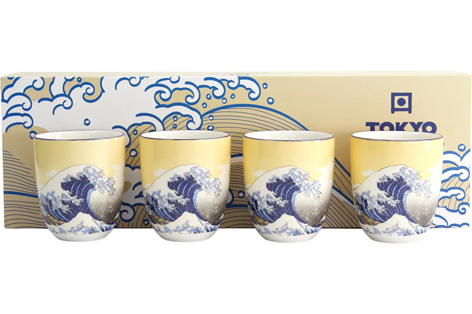 Tokyo Design Studio - Kawaii Hokusai Cup Giftset 4pcs. 7x8cm. 170ml