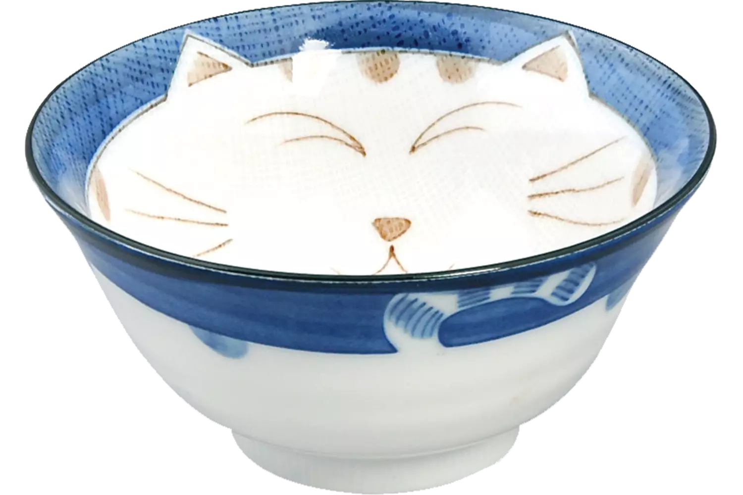 Tokyo Design Studio - Kawaii Bowl Lucky Cat Tayo White Blue 300ml