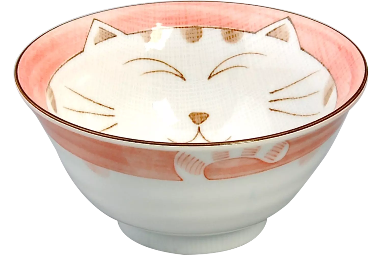 Tokyo Design Studio - Kawaii Bowl Lucky Cat Tayo White Pink 300ml
