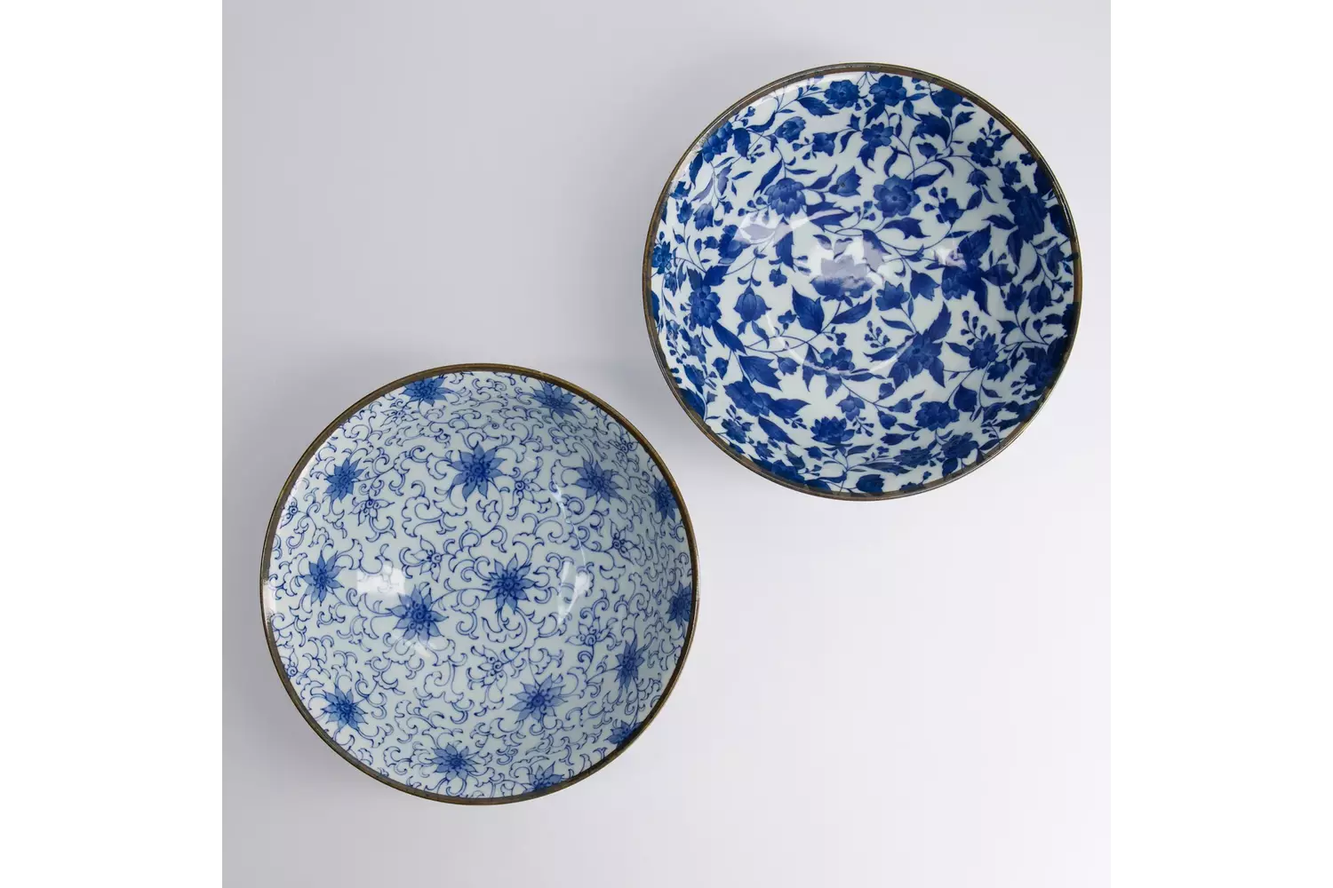 Tokyo Design Studio - Haru Blue Mixed Ramen Bowls 2pcs Giftset 19.8x7.5cm 1000ml 1 set