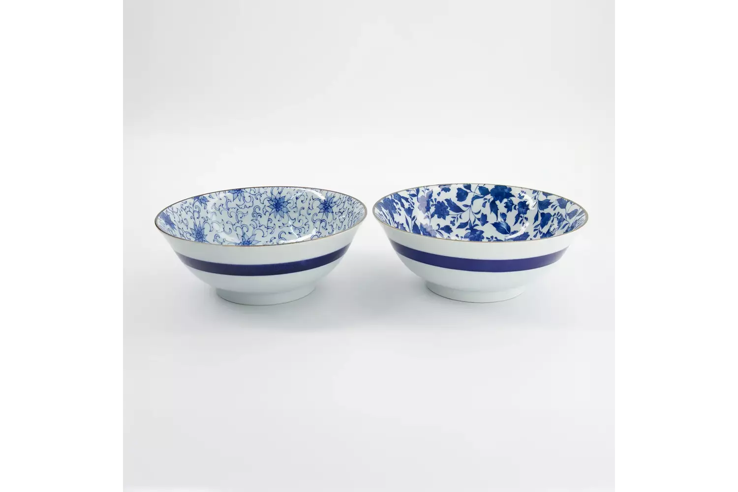 Tokyo Design Studio - Haru Blue Mixed Ramen Bowls 2pcs Giftset 19.8x7.5cm 1000ml 1 set