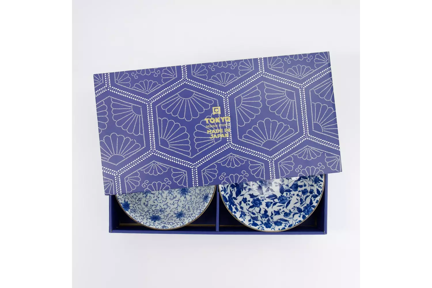 Tokyo Design Studio - Haru Blue Mixed Ramen Bowls 2pcs Giftset 19.8x7.5cm 1000ml 1 set