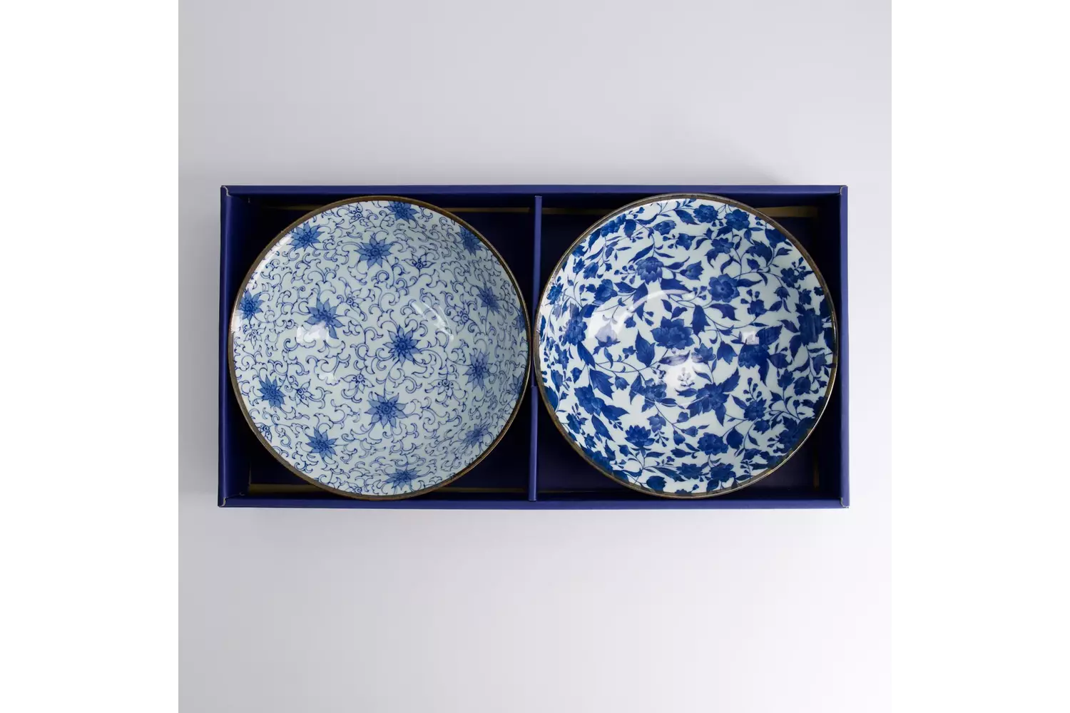 Tokyo Design Studio - Haru Blue Mixed Ramen Bowls 2pcs Giftset 19.8x7.5cm 1000ml 1 set
