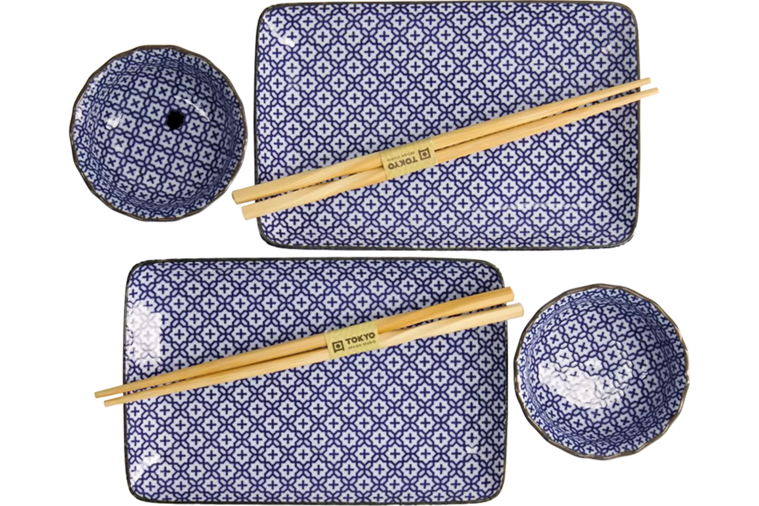 Tokyo Design Studio - Sushi Plate Giftset Sashiko 4pcs