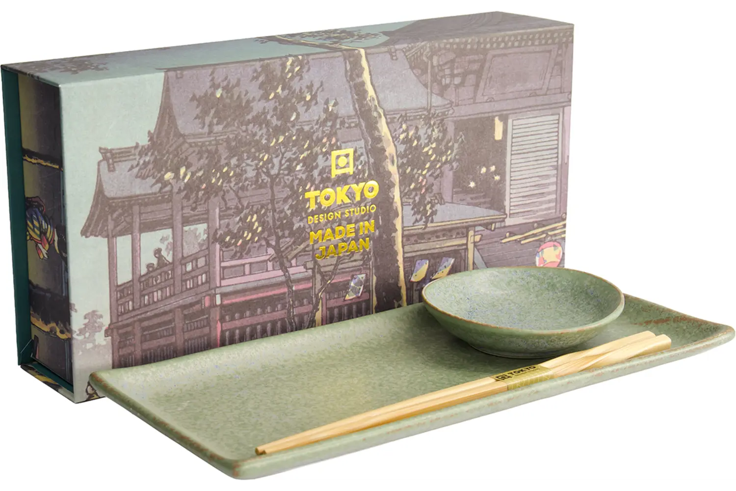 Tokyo Design Studio - Vert Sauge Sushi Giftset 28.5x12.5cm. & 10x2cm. (2pcs.)