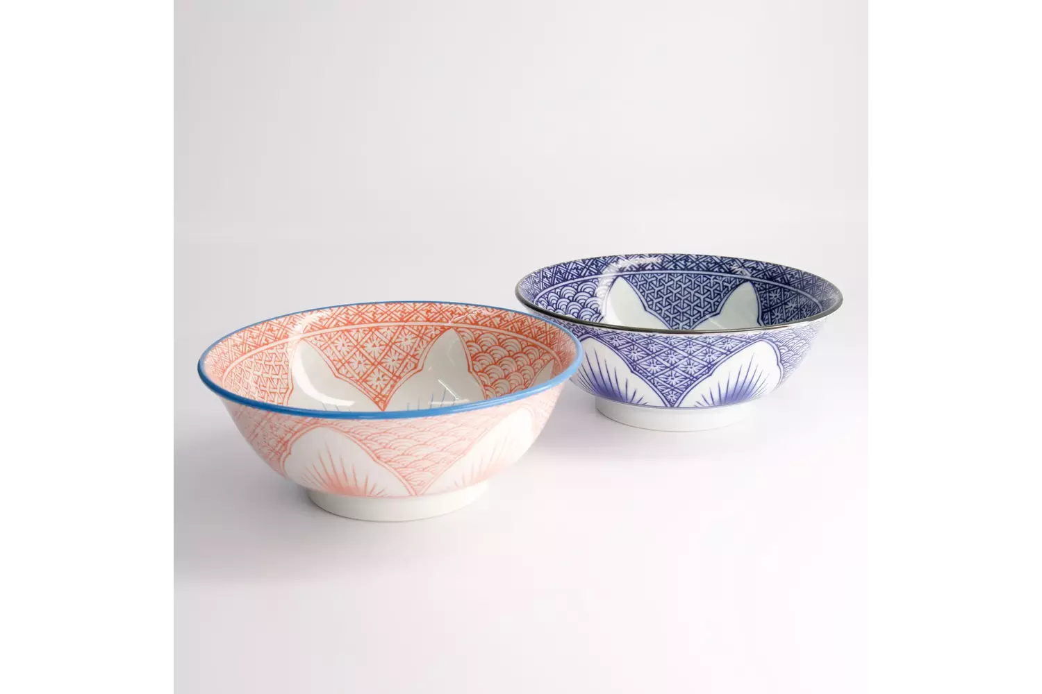 Tokyo Design Studio - Lily Flower Ramen Bowl 2pcs Giftset Rd/Bl 20.5x8cm 1200ml 1 set