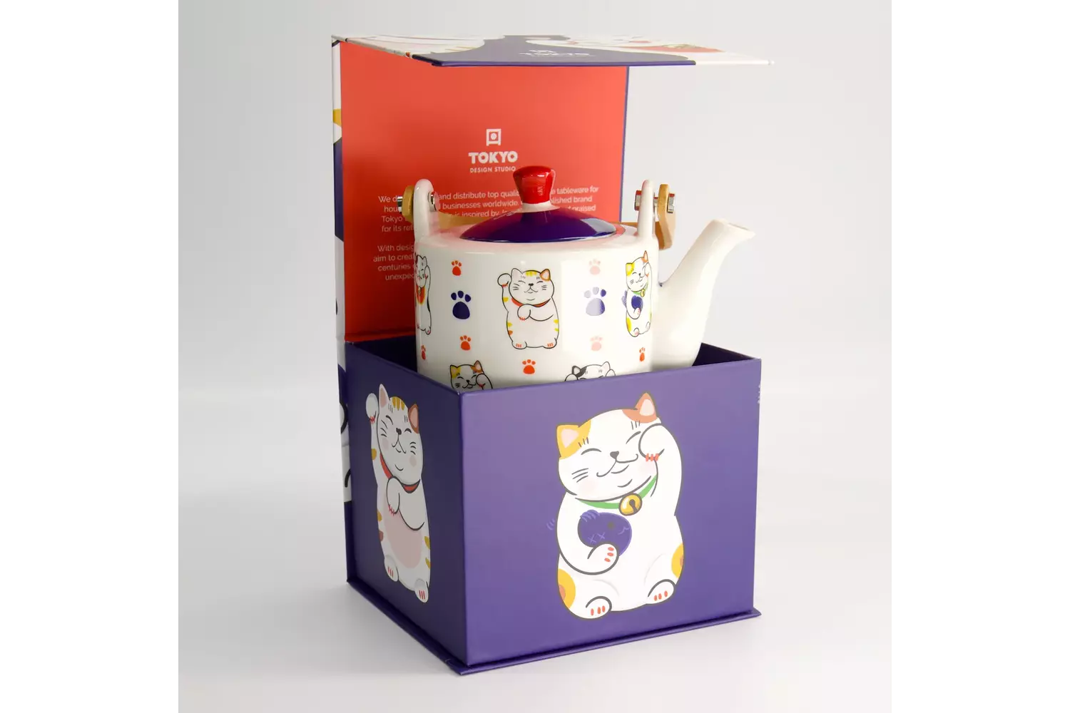 Tokyo Design Studio - Kawaii Lucky Cat Tea Pot Giftset 800ml 1pc