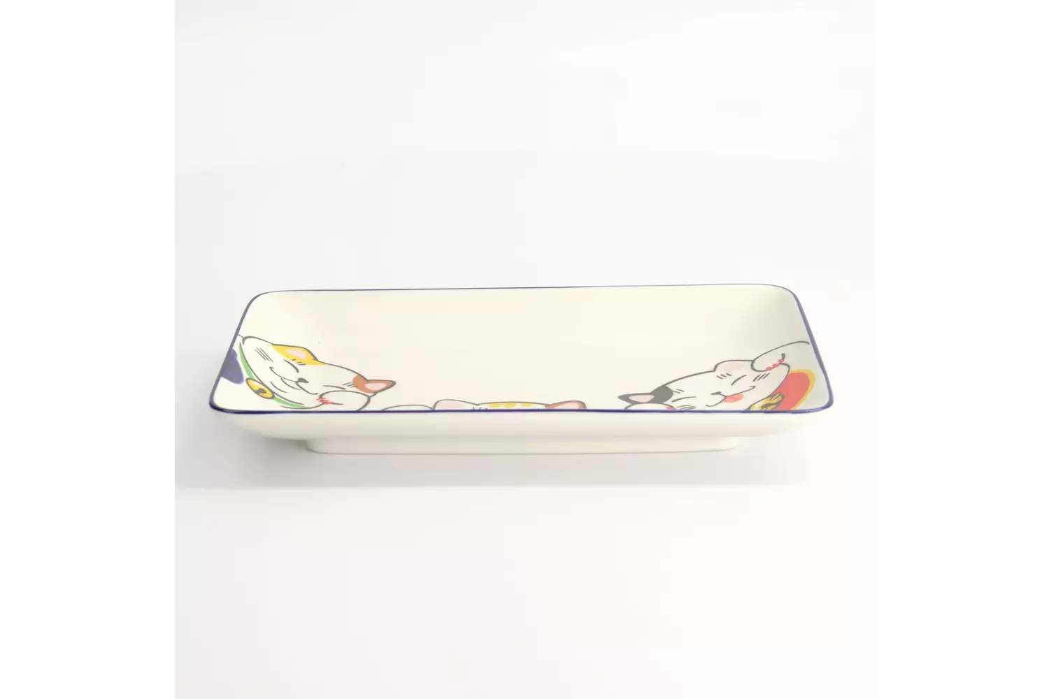 Tokyo Design Studio - Kawaii Lucky Cat Sushi Plate 21x13.5cm White 6pcs