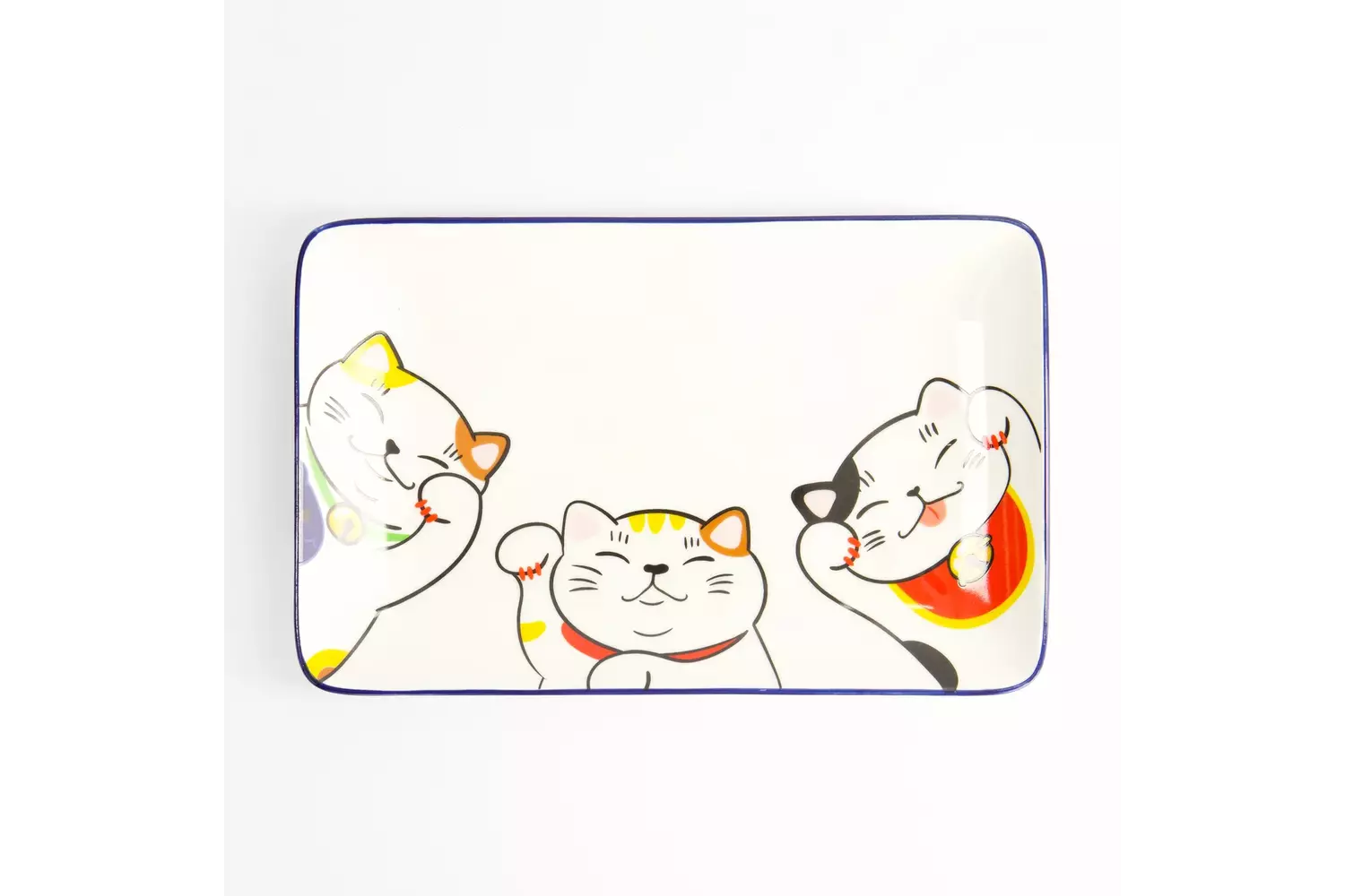 Tokyo Design Studio - Kawaii Lucky Cat Sushi Plate 21x13.5cm White 6pcs