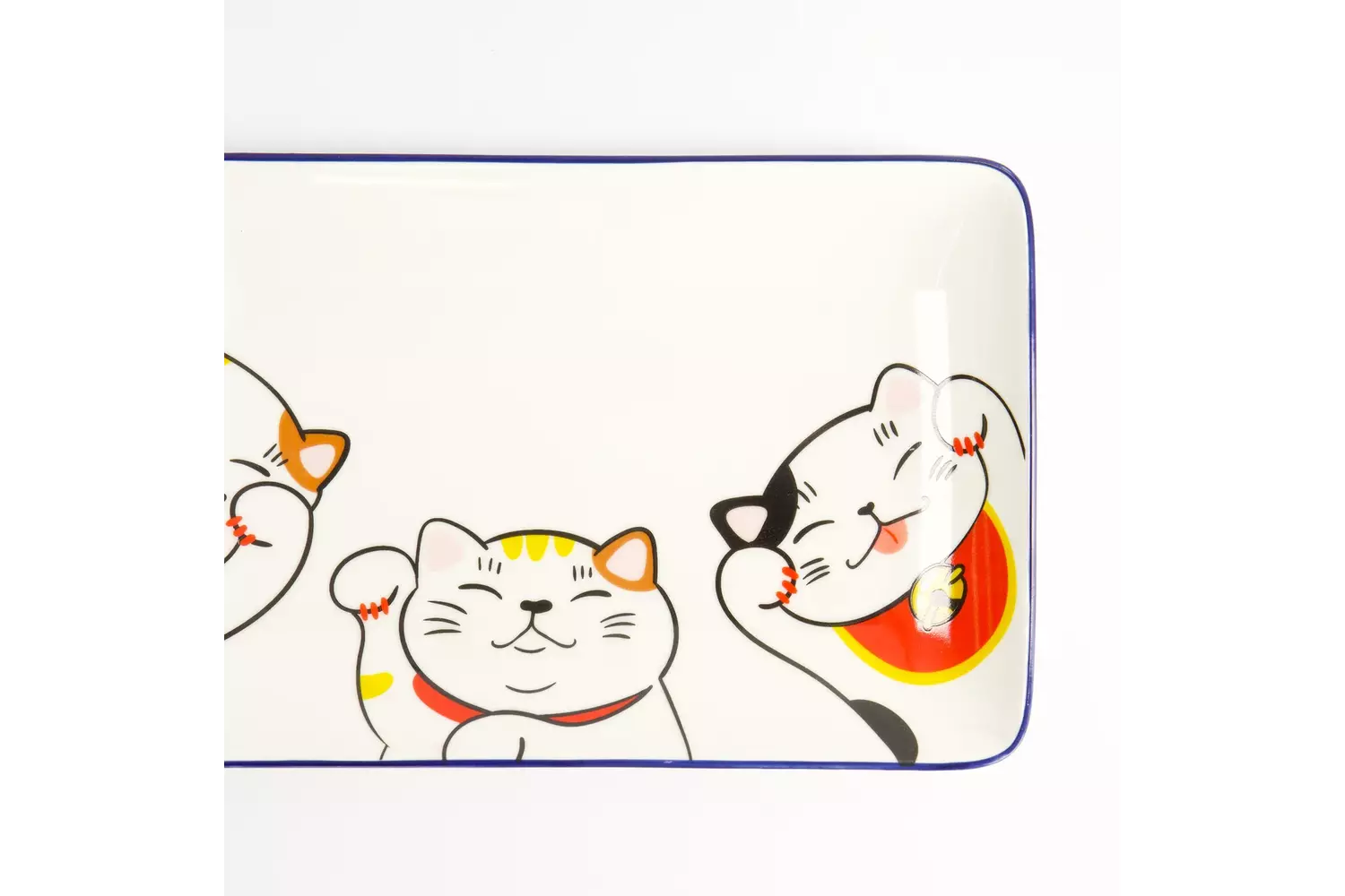 Tokyo Design Studio - Kawaii Lucky Cat Sushi Plate 21x13.5cm White 6pcs