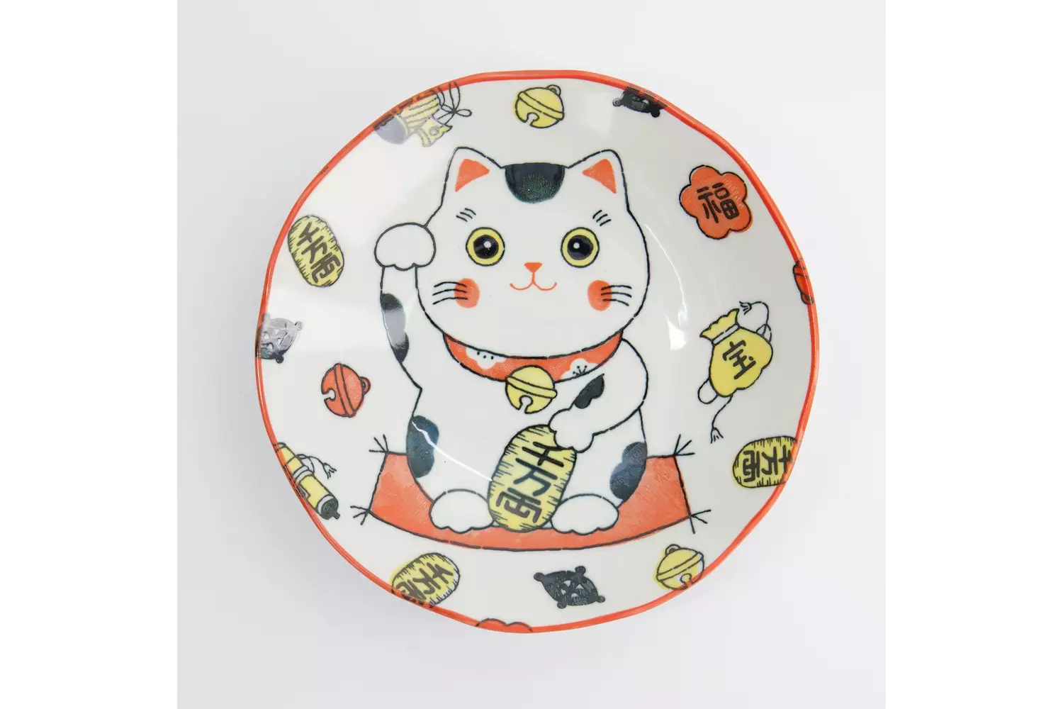 Tokyo Design Studio - Kawaii Lucky Cat Neko Pasta Plate Red 21x5cm 4pcs