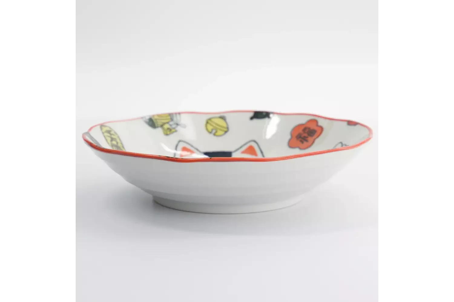 Tokyo Design Studio - Kawaii Lucky Cat Neko Pasta Plate Red 21x5cm 4pcs