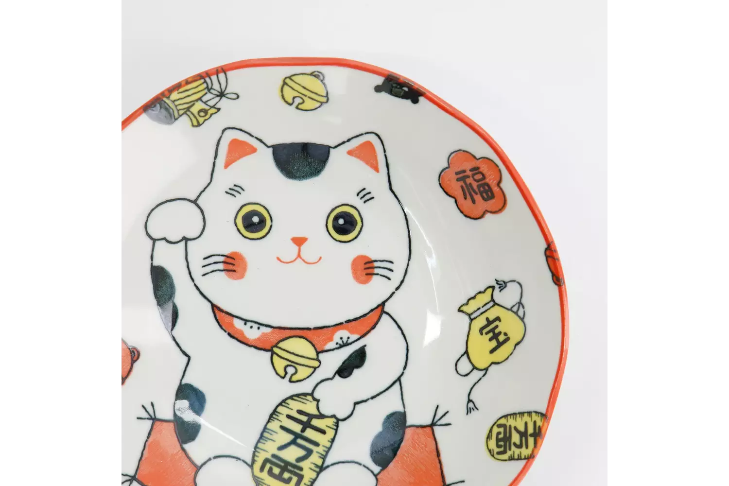 Tokyo Design Studio - Kawaii Lucky Cat Neko Pasta Plate Red 21x5cm 4pcs