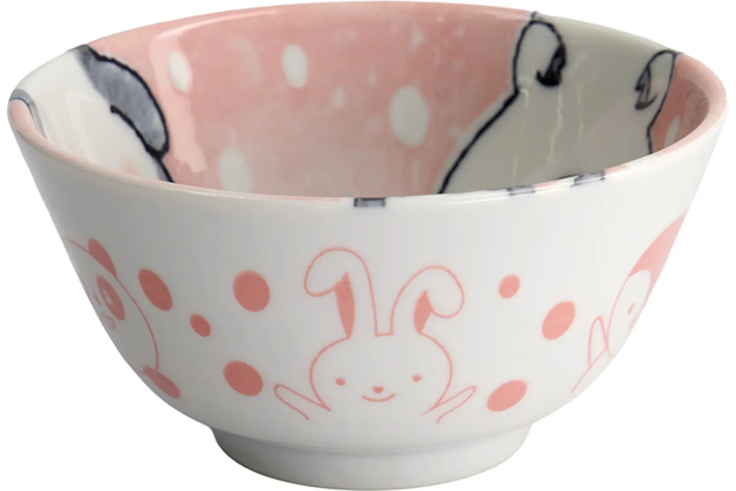 Tokyo Design Studio - Kawaii Animals Rice Bowl 12x6,4cm. Pink 300ml
