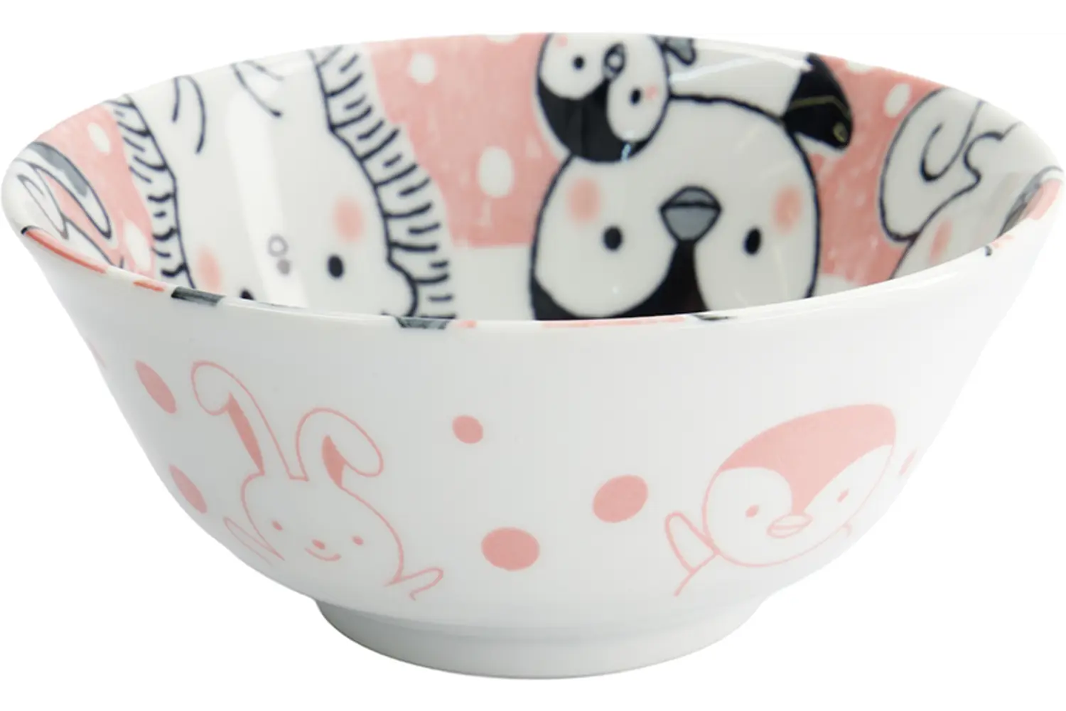 Tokyo Design Studio - Kawaii Animals Tayo Bowl 15.2x6.7cm. Pink 500ml