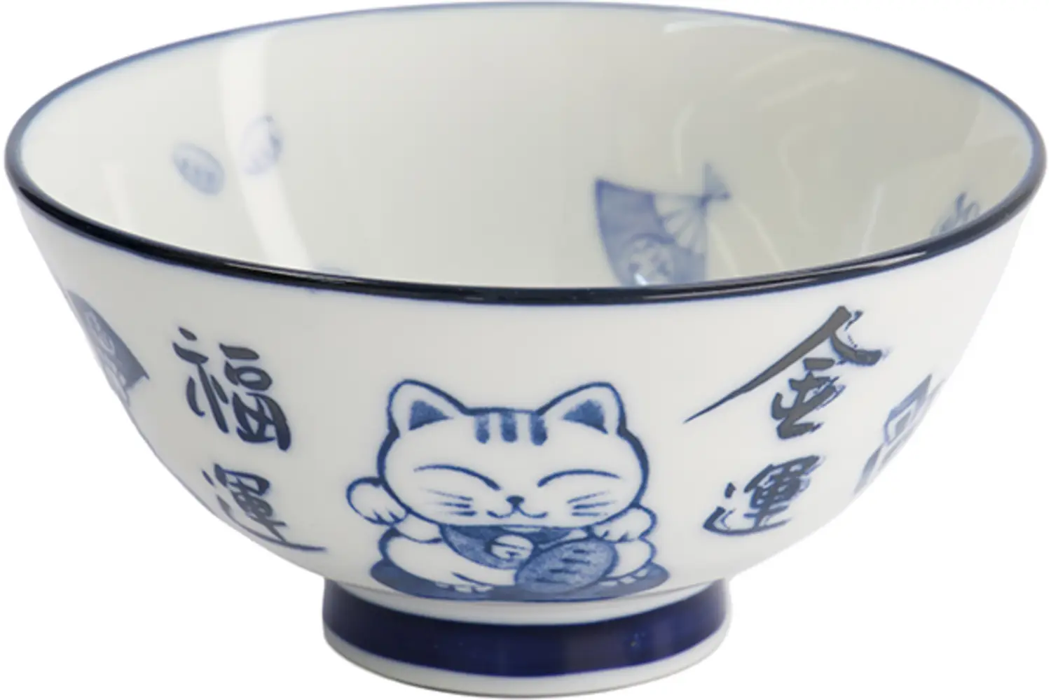 Tokyo Design Studio - Kawaii Rice Bowl Lucky Cat Blue/White 11.3x5.8cm 300ml