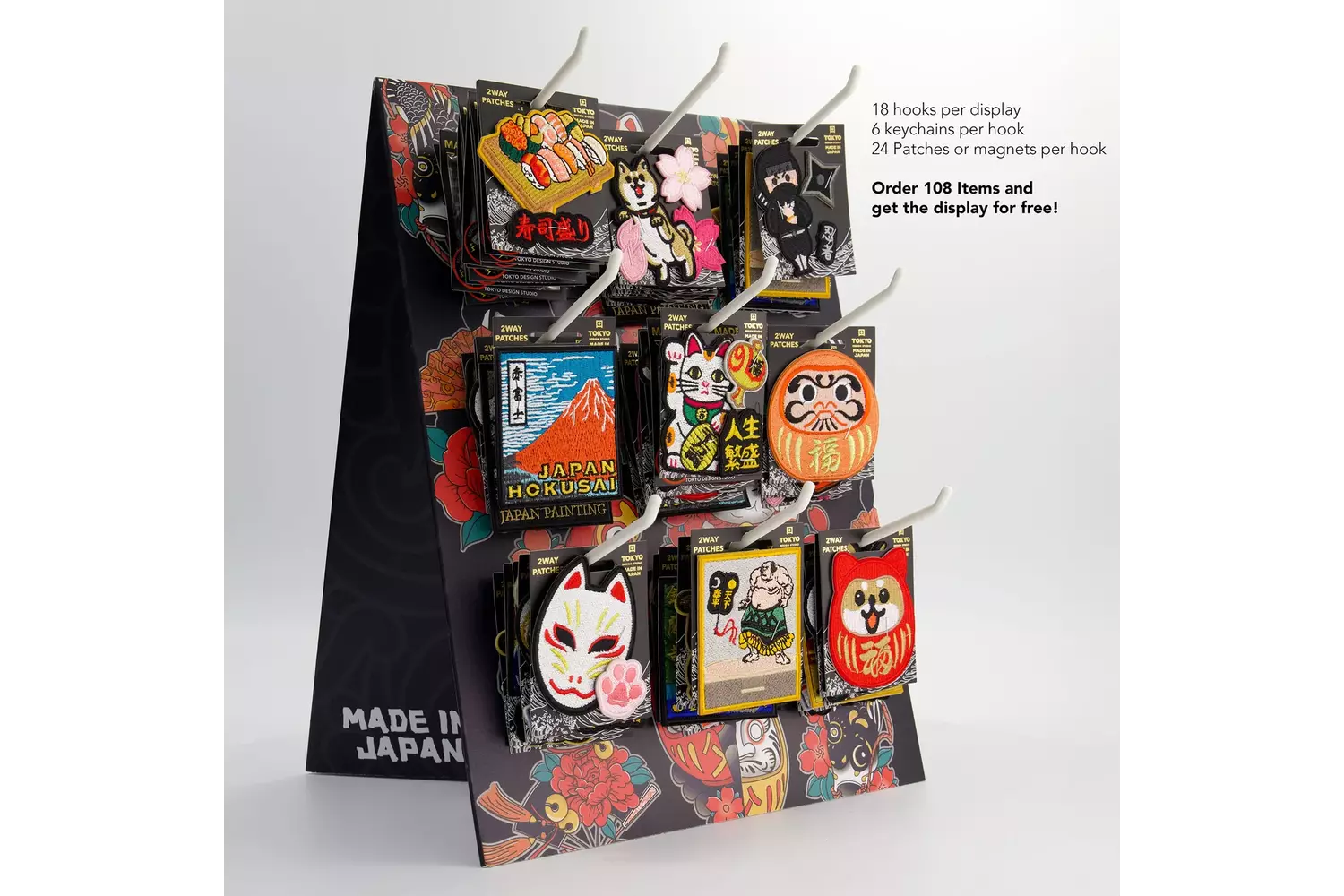 Tokyo Design Studio - Display for Keychains and Patches Incl. 18 Hooks 1pc