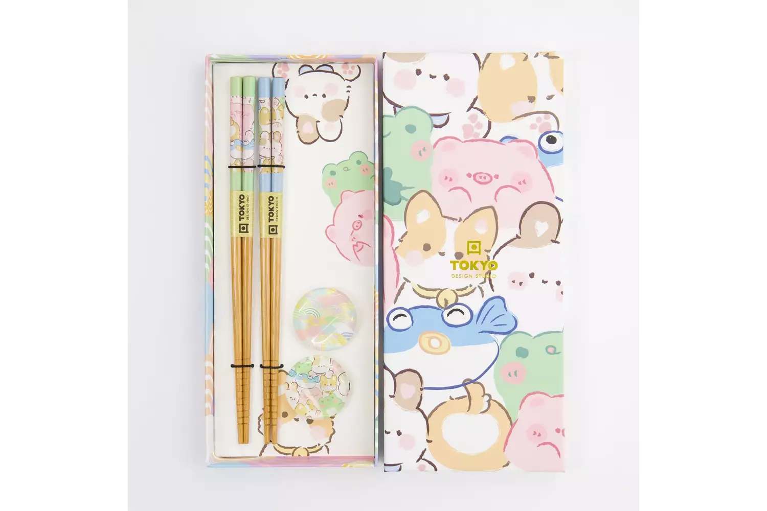Tokyo Design Studio - Chopstick Giftset Chopstick and Rest/4 Kawaii Animals 10 sets