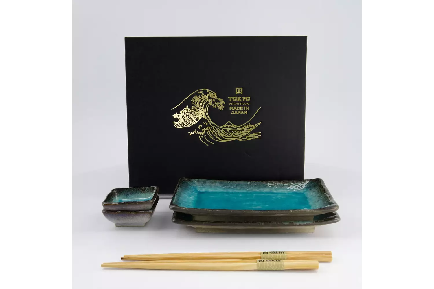 Tokyo Design Studio - Sushi Giftset Yamasaku Sky Blue 6pcs 21.5x14cm & 7.3x2.8cm 1 set