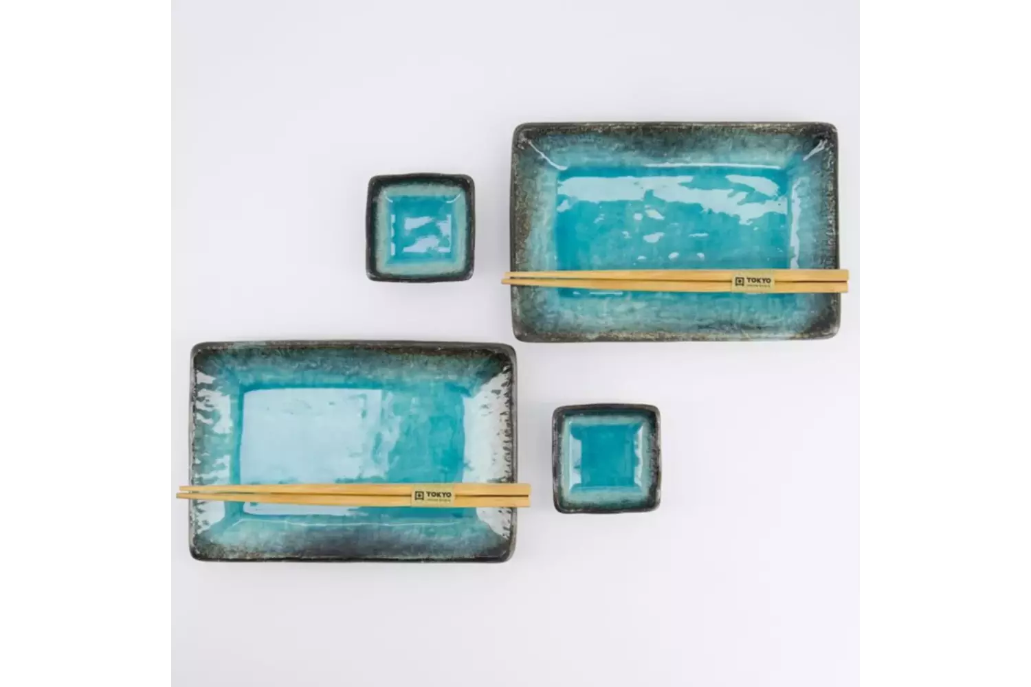 Tokyo Design Studio - Sushi Giftset Yamasaku Sky Blue 6pcs 21.5x14cm & 7.3x2.8cm 1 set