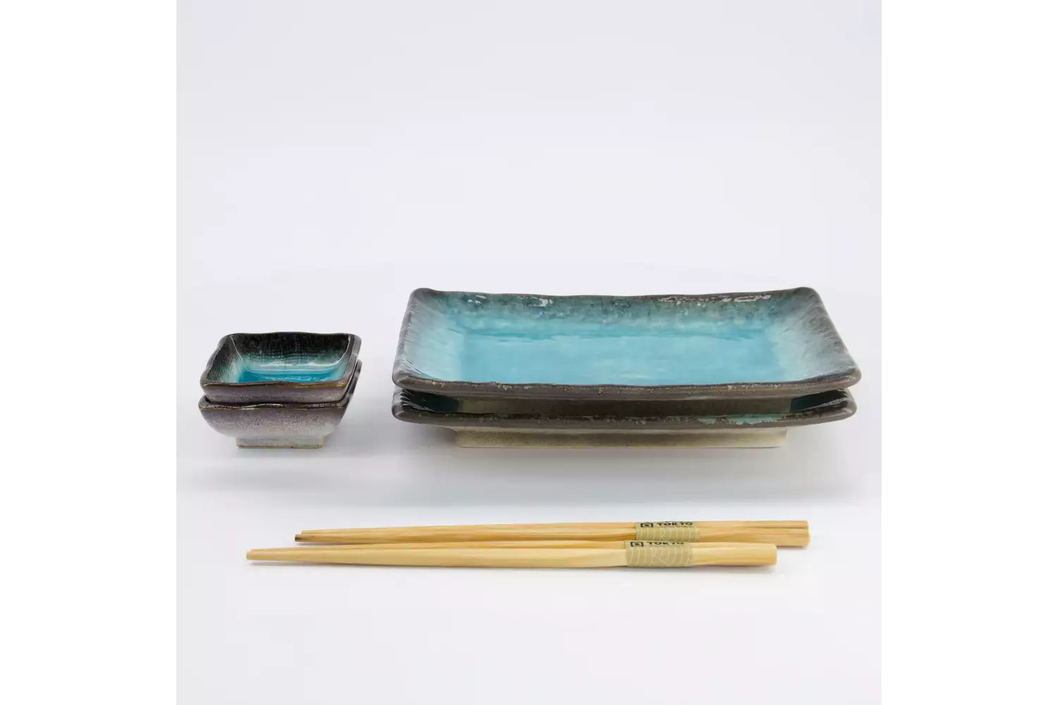 Tokyo Design Studio - Sushi Giftset Yamasaku Sky Blue 6pcs 21.5x14cm & 7.3x2.8cm 1 set
