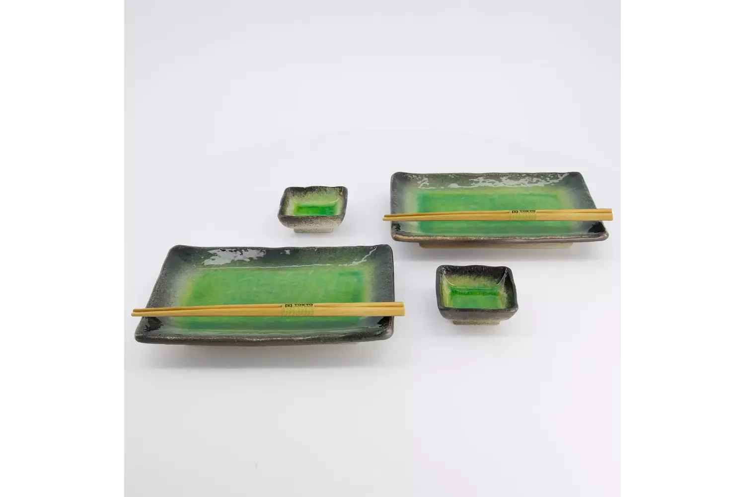 Tokyo Design Studio - Sushi Giftset Yamasaku Hiwa Green 6pcs 21.5x14cm & 7.3x2.8cm 1 set