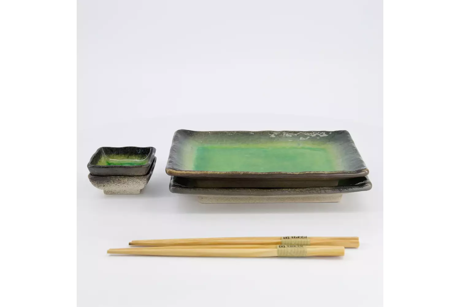 Tokyo Design Studio - Sushi Giftset Yamasaku Hiwa Green 6pcs 21.5x14cm & 7.3x2.8cm 1 set