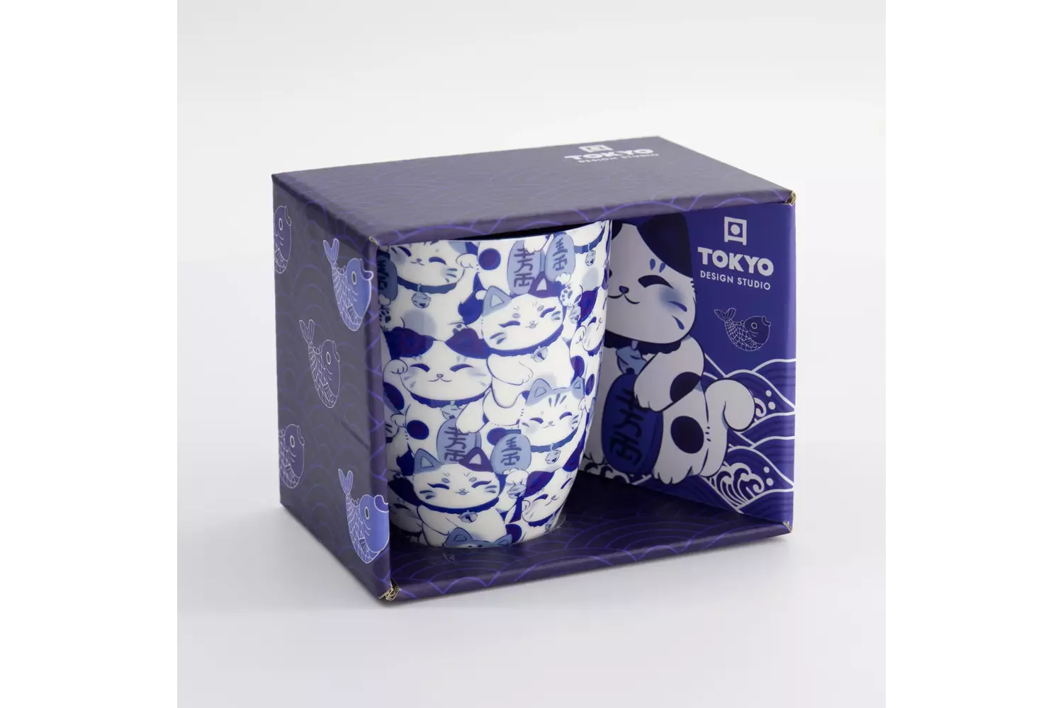 Tokyo Design Studio - Kawaii Blue Maneko Mug W/Giftbox 8.5x10.2cm 340ml 6pcs