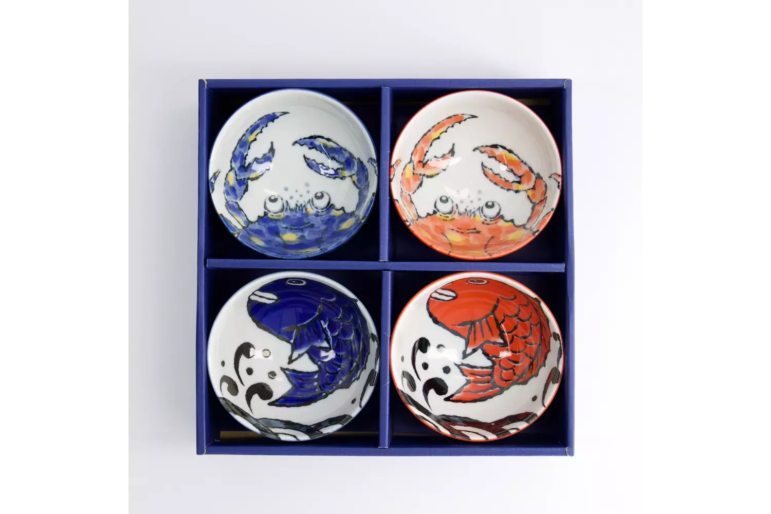 Tokyo Design Studio - Seafood Bowl 4pcs Giftset 11.2x6.2cm Snapper & Crab BL/RD 300ml 1 set
