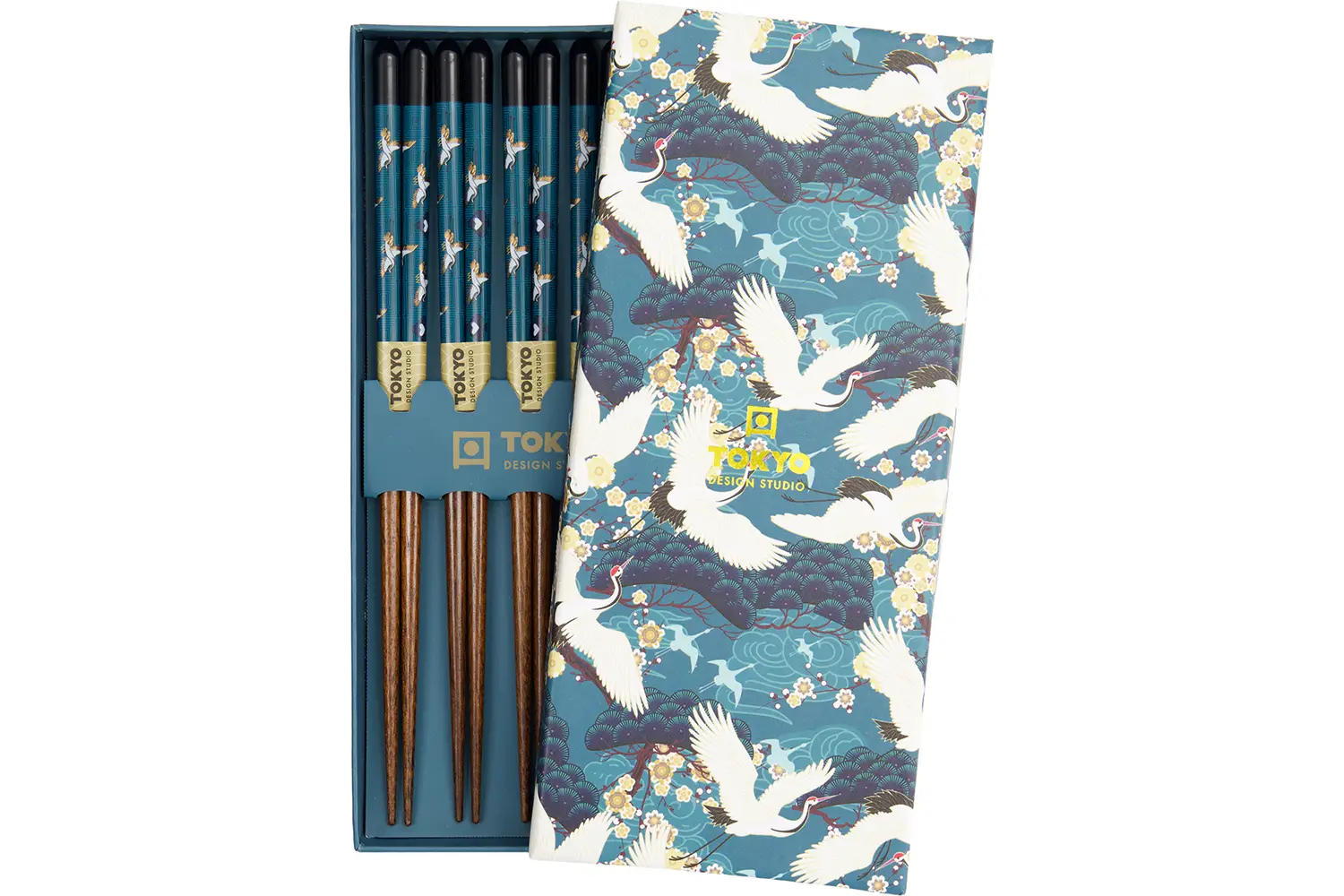 Tokyo Design Studio - Chopstick Crane Giftset - 5 Pair Green/Blue/White