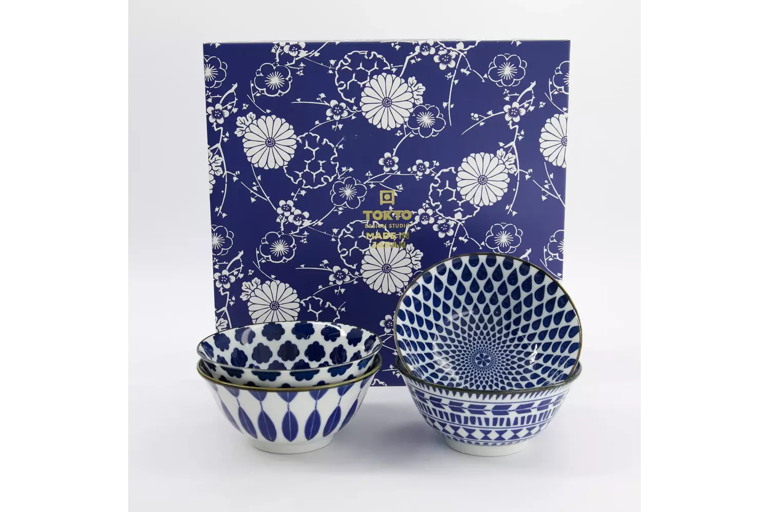 Tokyo Design Studio - Mixed Bowls Tayo Bowl 4pcs Giftset 15x7cm Blue/White 500ml 1 set