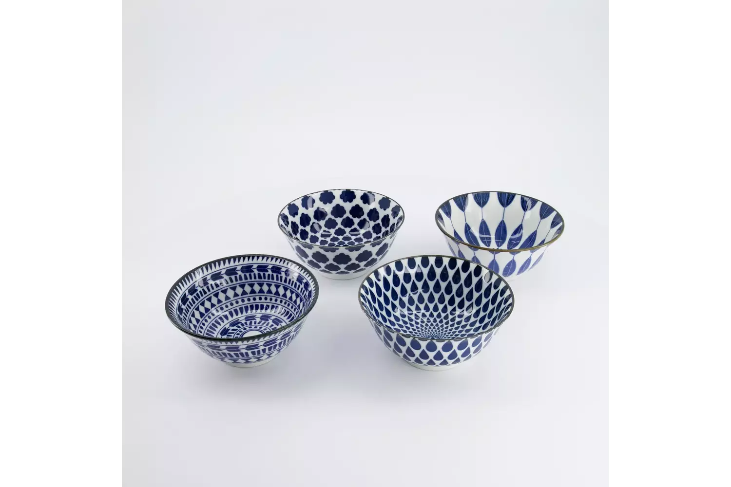 Tokyo Design Studio - Mixed Bowls Tayo Bowl 4pcs Giftset 15x7cm Blue/White 500ml 1 set