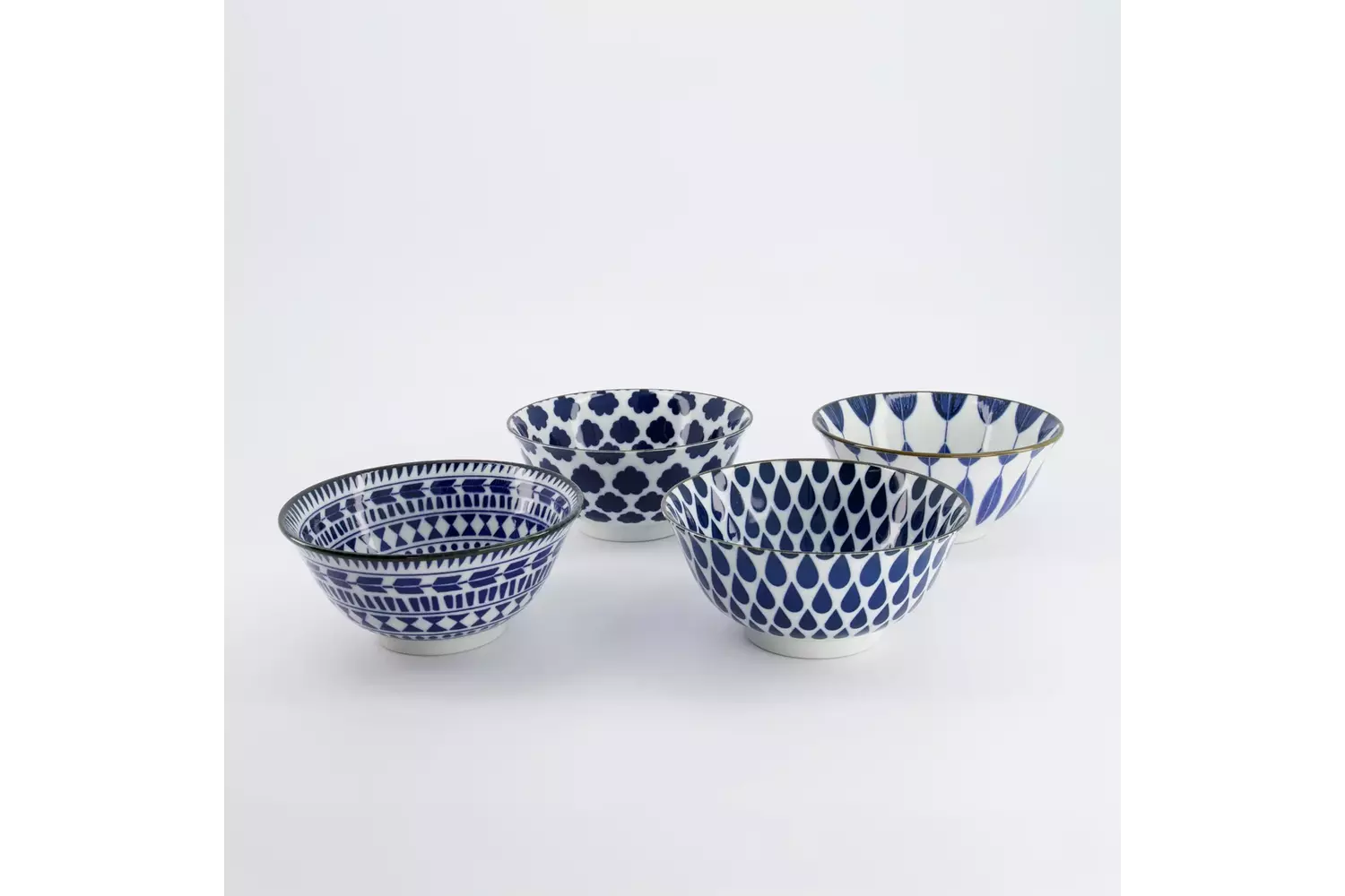 Tokyo Design Studio - Mixed Bowls Tayo Bowl 4pcs Giftset 15x7cm Blue/White 500ml 1 set
