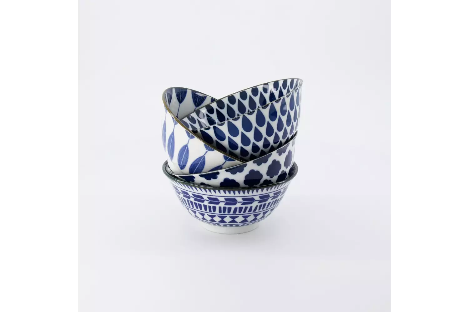 Tokyo Design Studio - Mixed Bowls Tayo Bowl 4pcs Giftset 15x7cm Blue/White 500ml 1 set