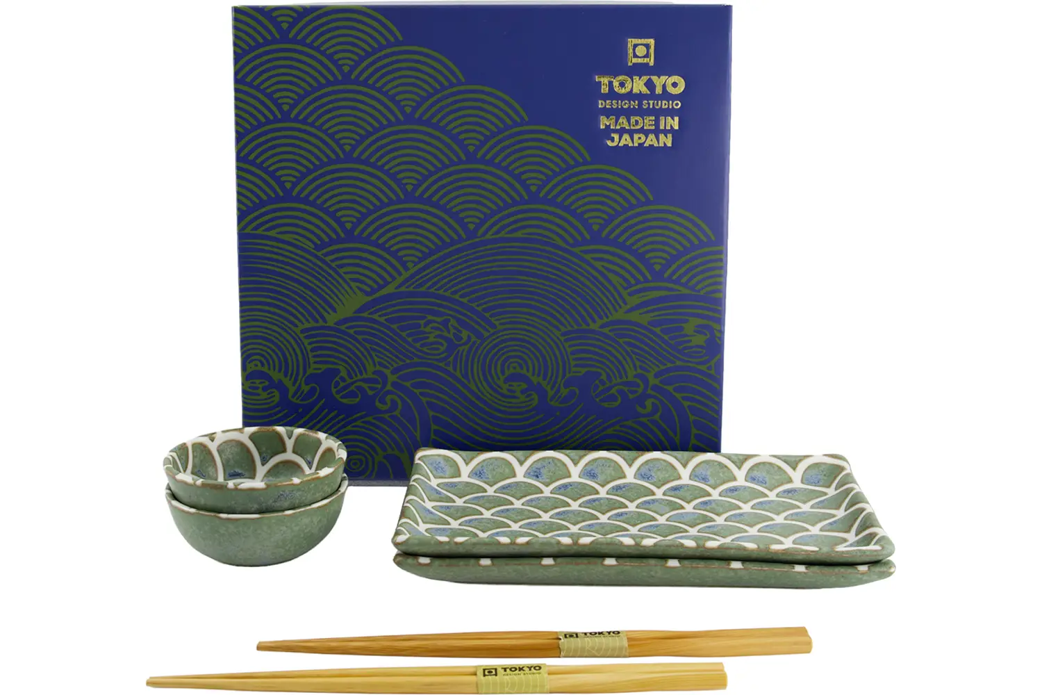 Tokyo Design Studio - Vert Sauge Mermaid Sushi Giftset 22x13x2cm. & 8.5x3.4cm. (6pcs.)