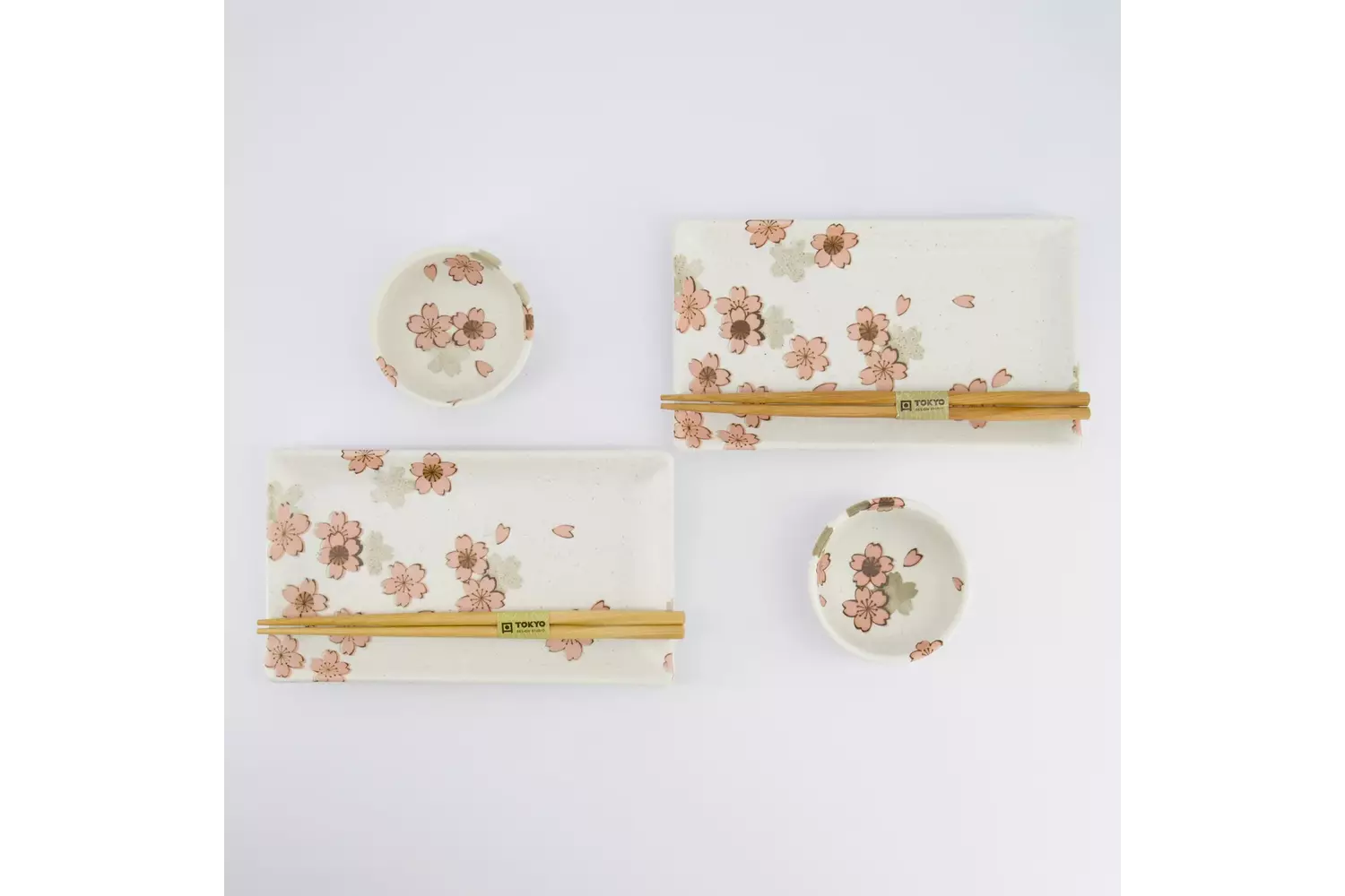 Tokyo Design Studio - Sakura Sushi Giftset 22x13x2cm & 8.5x3.4cm White 1 set