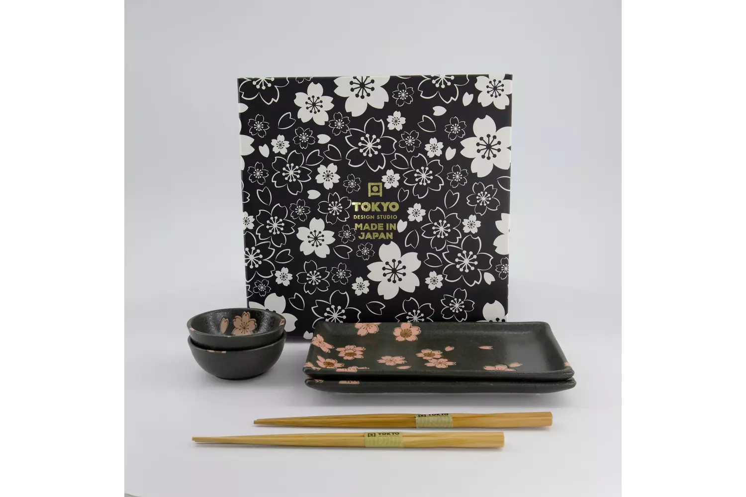 Tokyo Design Studio - Sakura Sushi Giftset 22x13x2cm & 8.5x3.4cm Black 1 set