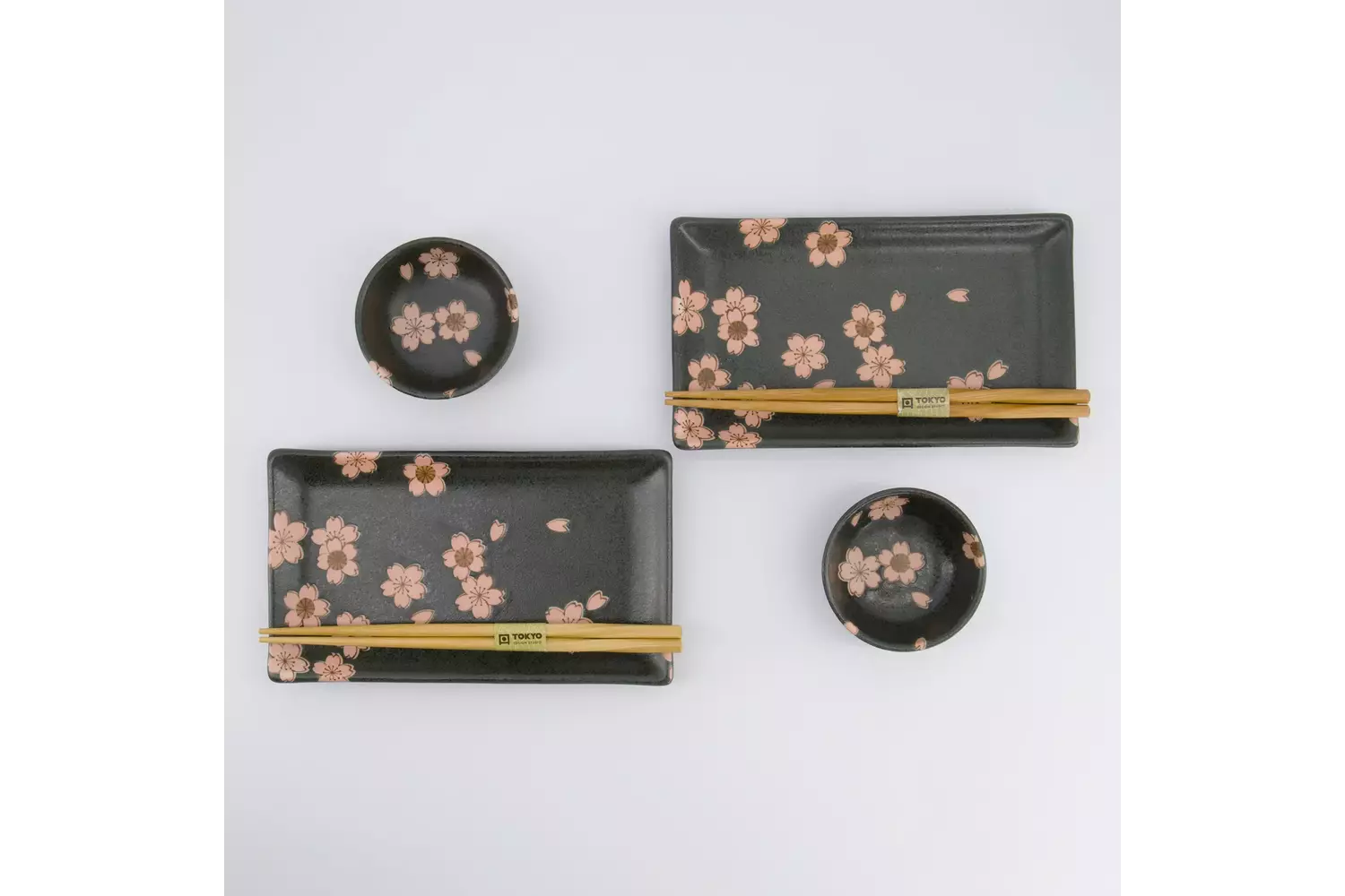 Tokyo Design Studio - Sakura Sushi Giftset 22x13x2cm & 8.5x3.4cm Black 1 set