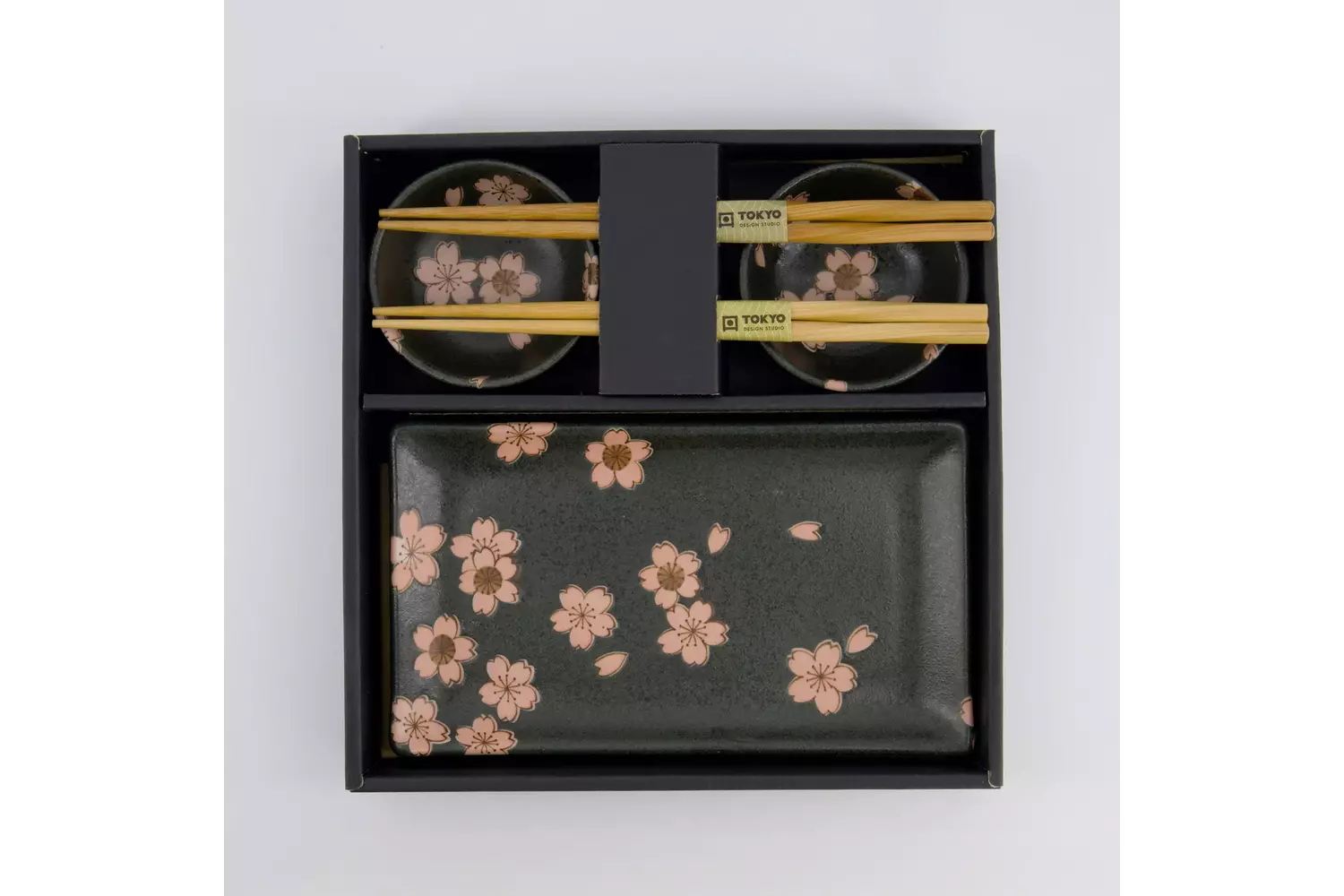 Tokyo Design Studio - Sakura Sushi Giftset 22x13x2cm & 8.5x3.4cm Black 1 set