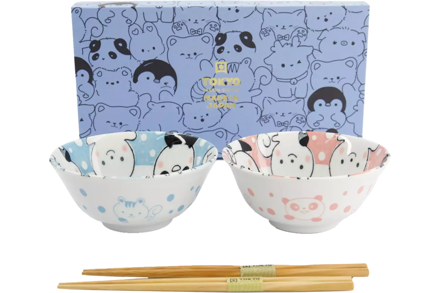 Tokyo Design Studio - Kawaii Bowls Giftset Animals Including Chopsticks