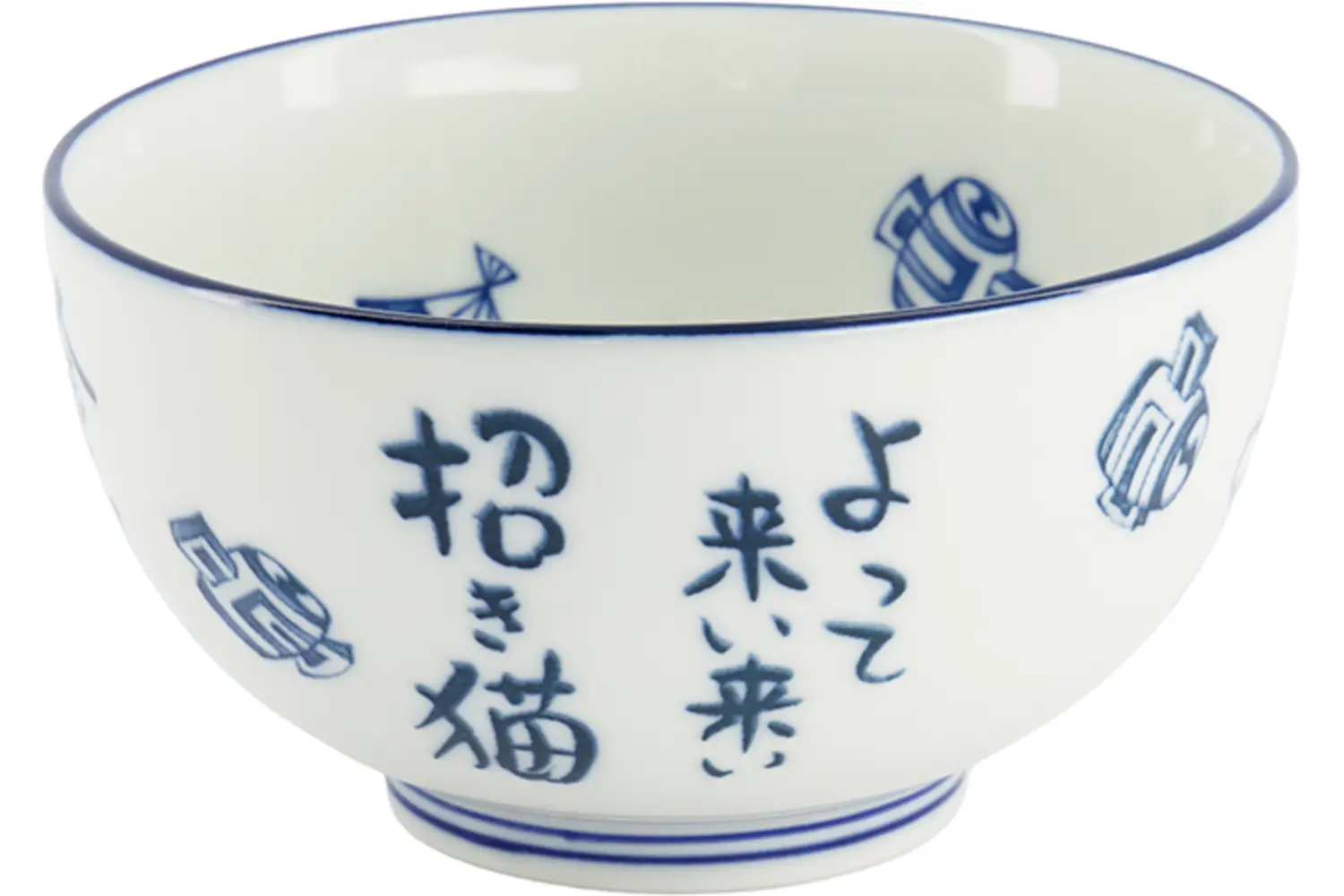 Tokyo Design Studio - Kawaii Bowl Lucky Cat Okonomi 13x7.2cm. Blue 500ml