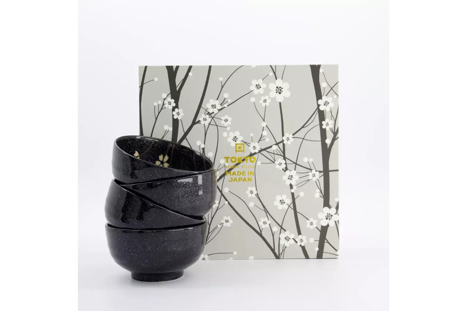 Tokyo Design Studio - Sakura Bowl 4pcs Giftset 12.5x7cm Black 450ml 1 set