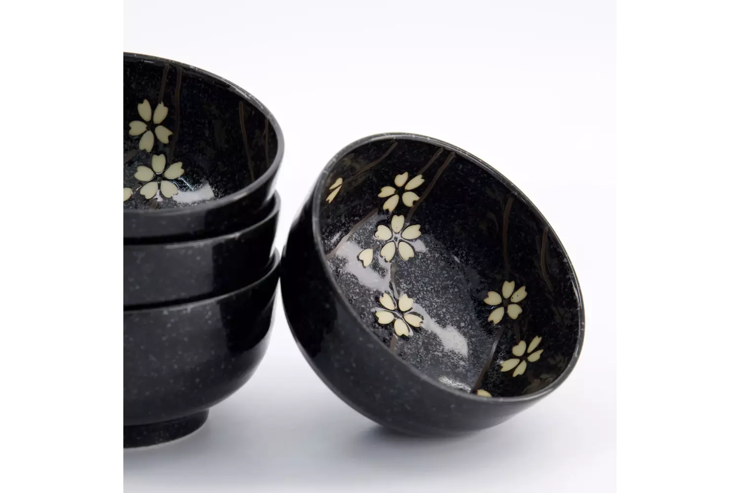 Tokyo Design Studio - Sakura Bowl 4pcs Giftset 12.5x7cm Black 450ml 1 set