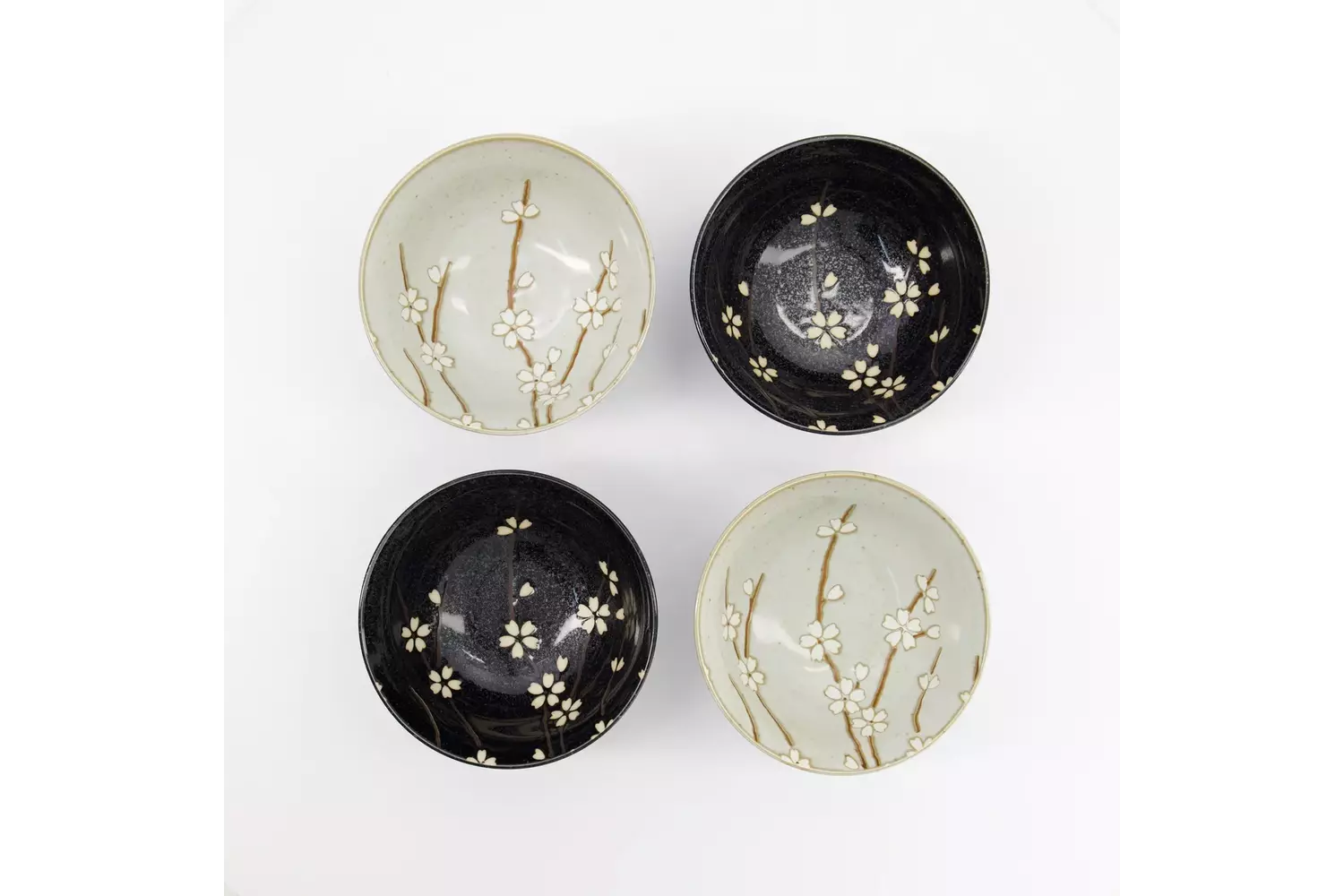 Tokyo Design Studio - Sakura Tayo Bowl 4pcs Giftset 15.3x7.5cm Black/Grey 650ml 1 set