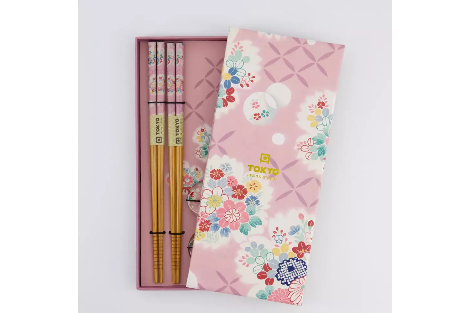 Tokyo Design Studio - Chopstick Giftset Chopstick and Rest/4 Pink Flower 10 sets