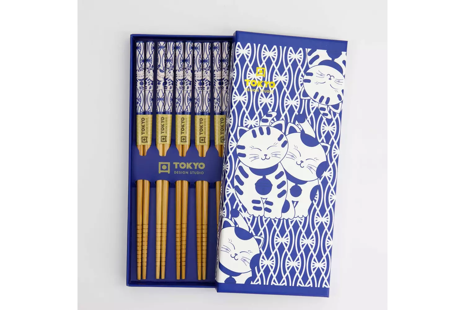 Tokyo Design Studio - Chopstick Giftset/5 Neko Cat Blue AH-01 10 sets