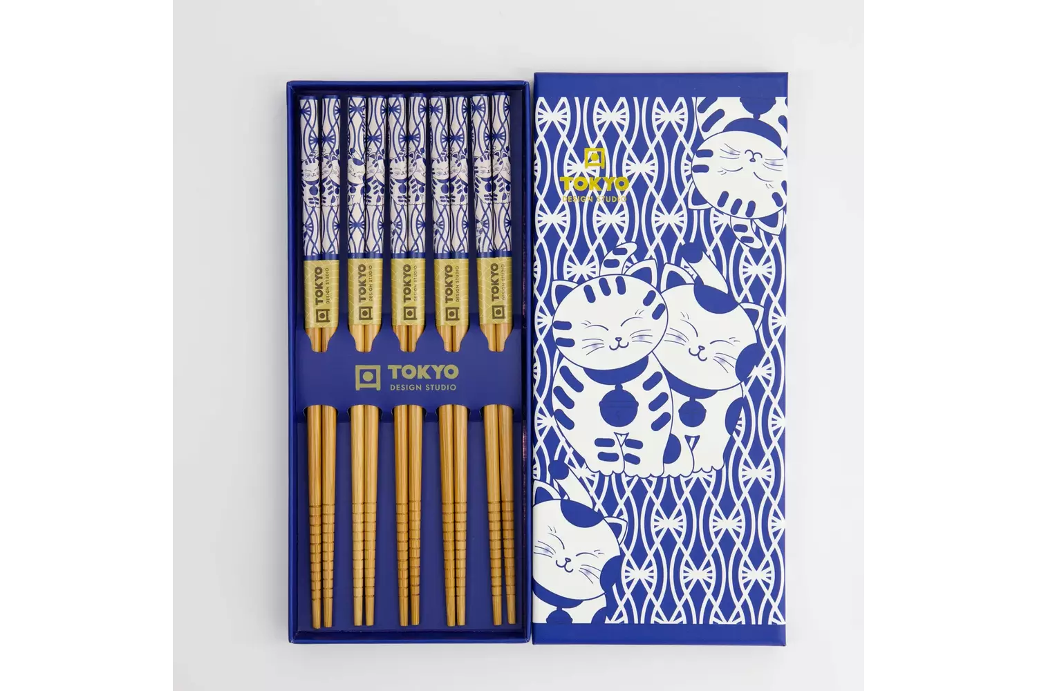 Tokyo Design Studio - Chopstick Giftset/5 Neko Cat Blue AH-01 10 sets